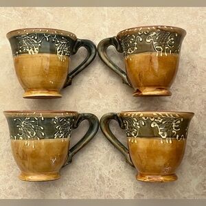St Remy By Ambiance Tan & Green Color Mug Set of 4